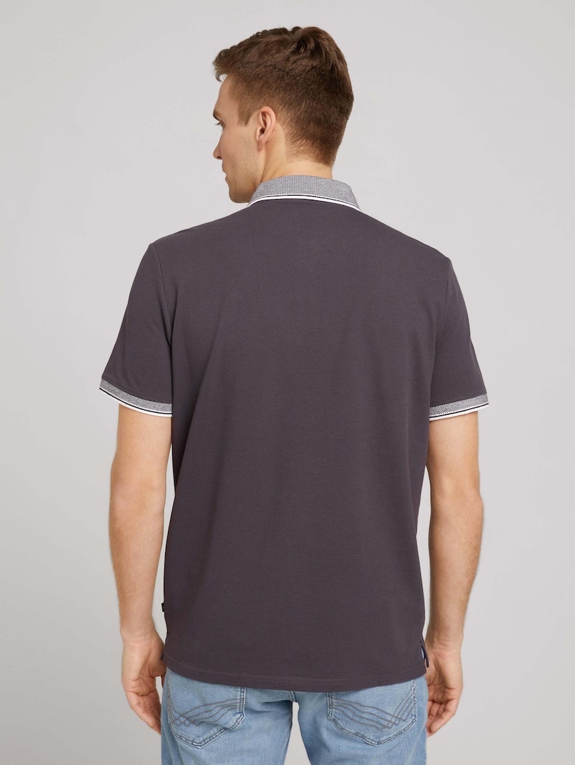 Поло basic polo with chest embro 1030625XX1010899 Tom Tailor XXL Темно-сірий — фото 4