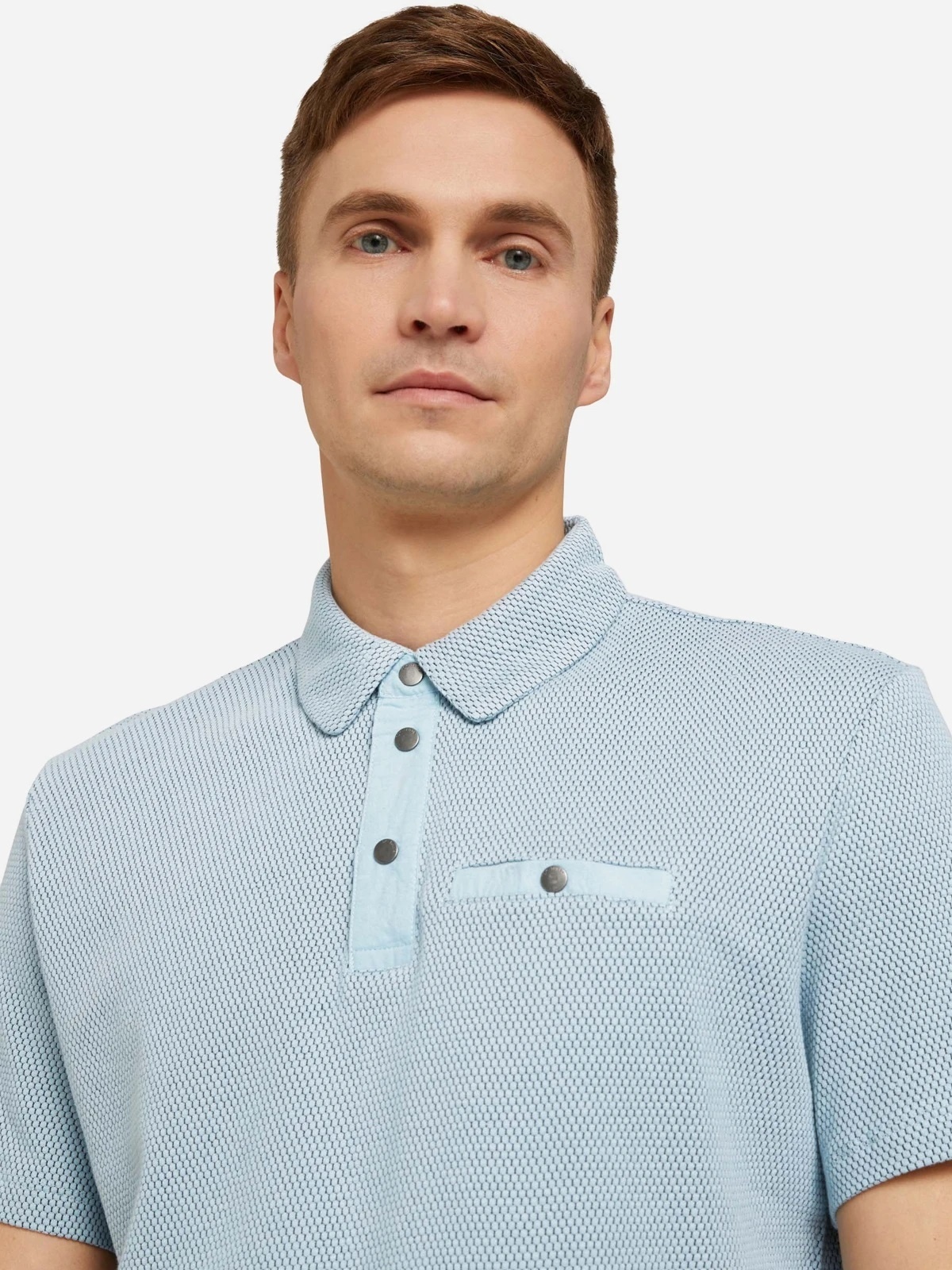 Поло structured polo with pocket 1030388XX1026298 Tom Tailor XXL Блакитний — фото 5