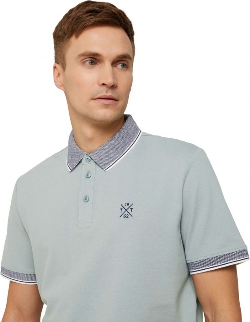 Поло basic polo with chest embr 1030625XX1012960 Tom Tailor L Сірий — фото 5