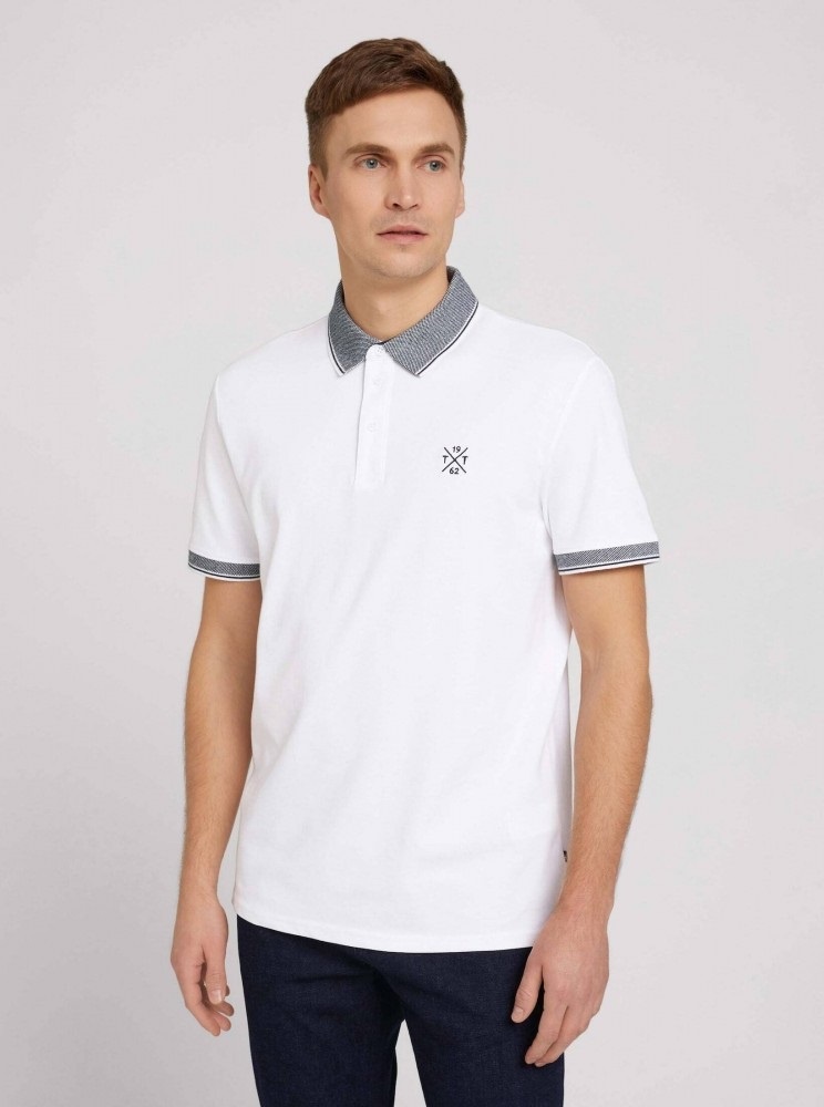 Поло basic polo with chest embro 1030625XX1020000 Tom Tailor XXL Білий — фото 1