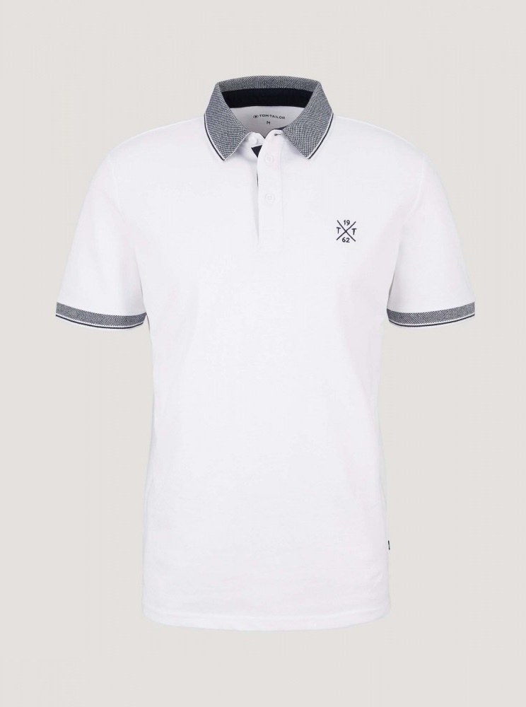 Поло basic polo with chest embro 1030625XX1020000 Tom Tailor XXL Білий — фото 6