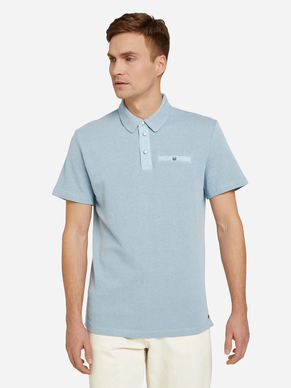 Поло structured polo with pocket 1030388XX1026298 Tom Tailor XXL Блакитний — фото 1