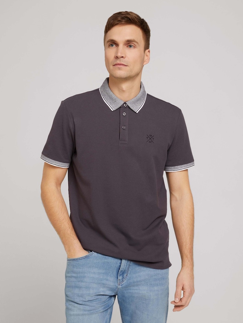 Поло basic polo with chest embro 1030625XX1010899 Tom Tailor XXL Темно-сірий — фото 1