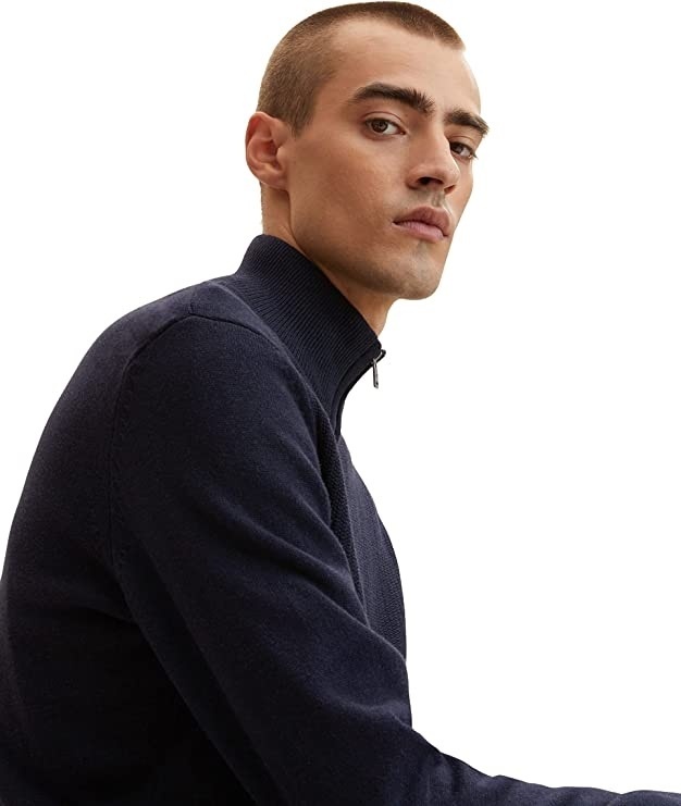 Кардиган basic structured knit jacket 1032303-13160 Tom Tailor M Темно-синій — фото 4