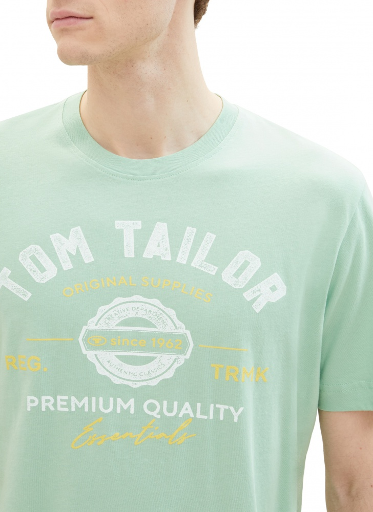 Футболка LOGO TEE MEN'S T-SHIRT 1037735-23383 Tom Tailor XXXL Бірюзовий — фото 4