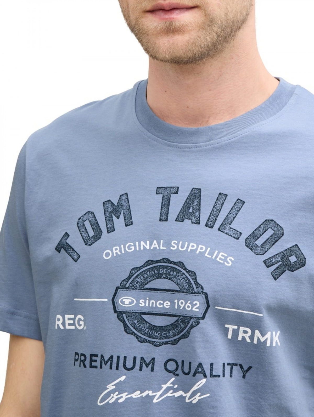 Футболка LOGO TEE MEN'S T-SHIRT 1037735-37533 Tom Tailor XXL Блакитний — фото 4