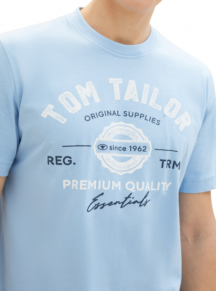 Футболка LOGO TEE MEN'S T-SHIRT 1037735-32245 Tom Tailor XXL Блакитний — фото 4