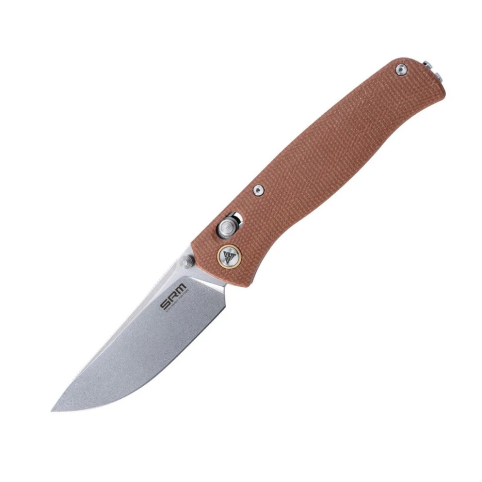 Ніж складаний туристичний SRM Medal 255L-MN (8.2 см) 10Cr / Micarta коричневий — фото 1
