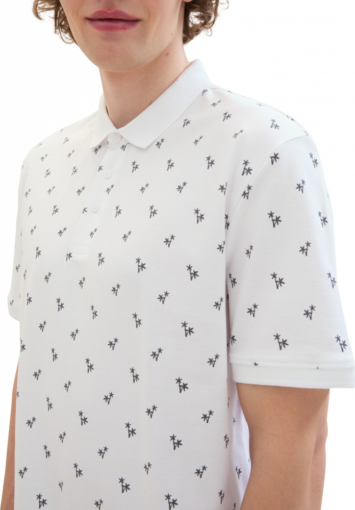 Поло Men's Polo Shirt with Palm Pattern 1042114ХХ35505 Tom Tailor L Білий — фото 5