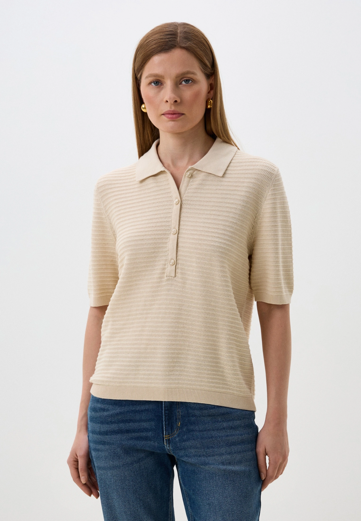 Блуза поло women's cardigan 1045482-21650 Tom Tailor L Бежевий — фото 2