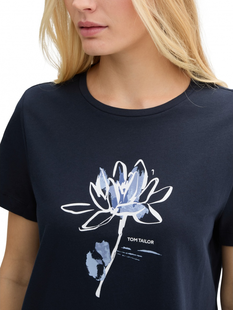 Футболка women's T-shirt 1045534-10360 Tom Tailor L Темно-синій — фото 4