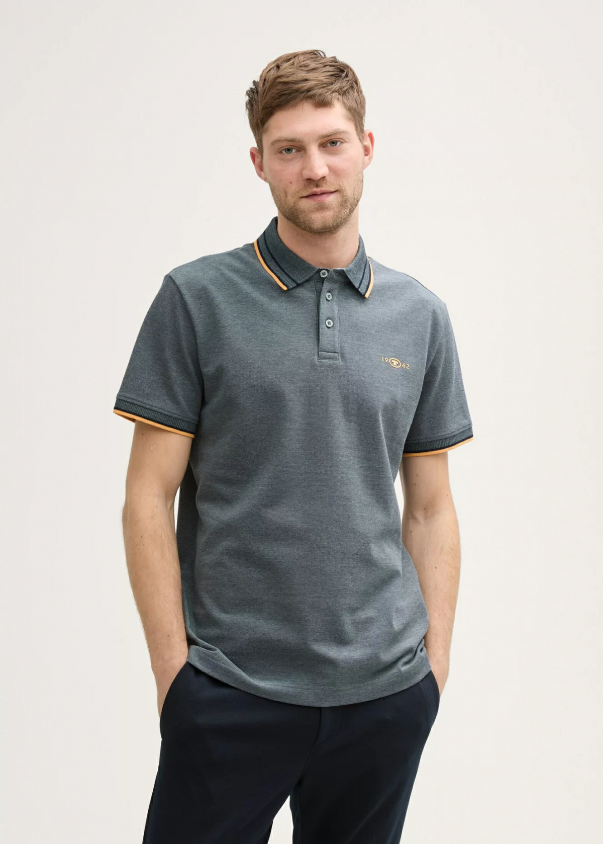Поло POLO SHIRT WITH STRETCH 1045629-35198 Tom Tailor XXL Темно-сірий — фото 1