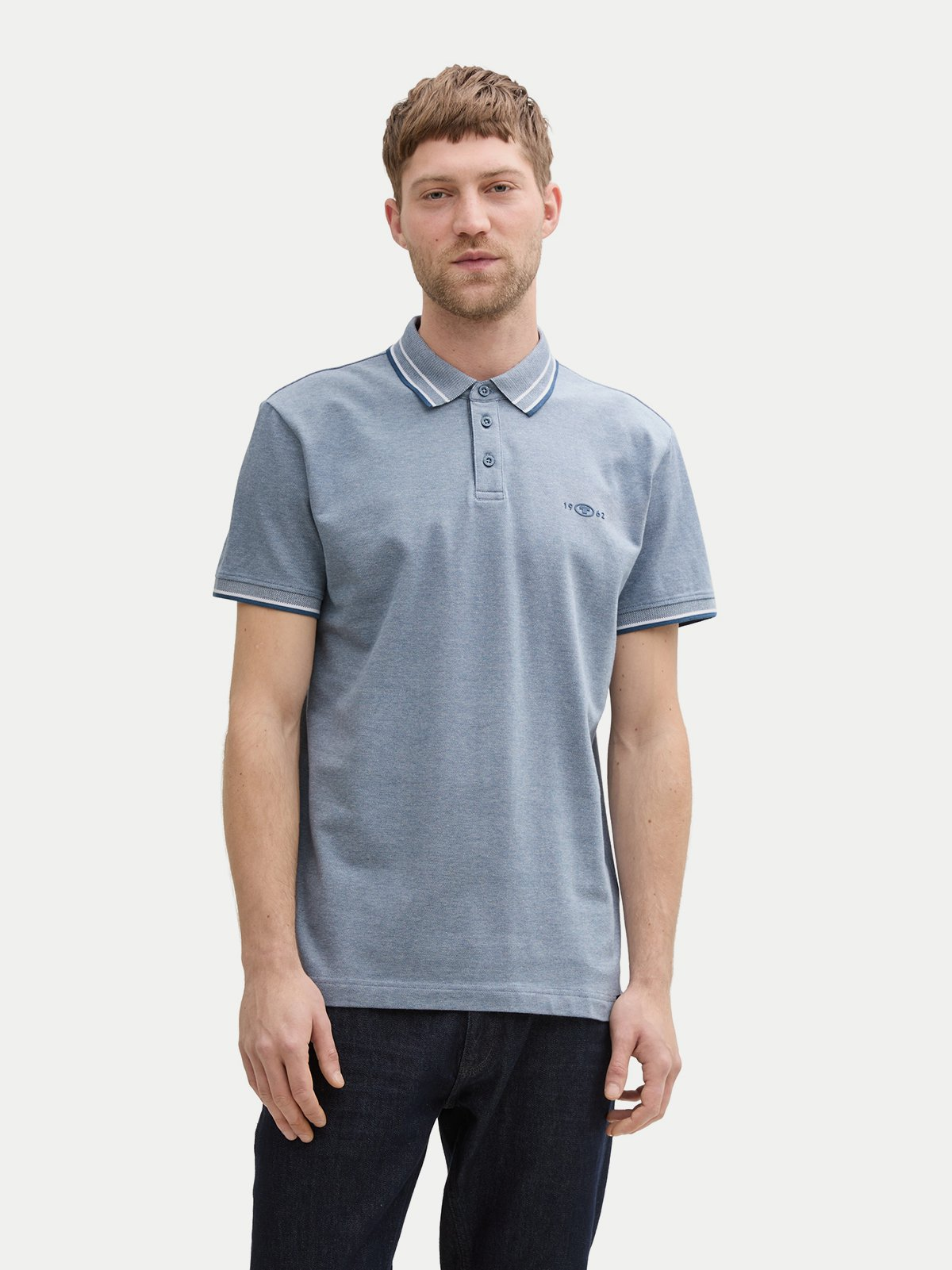 Поло POLO SHIRT WITH STRETCH 1045629-37707 Tom Tailor XXL Блакитний — фото 1
