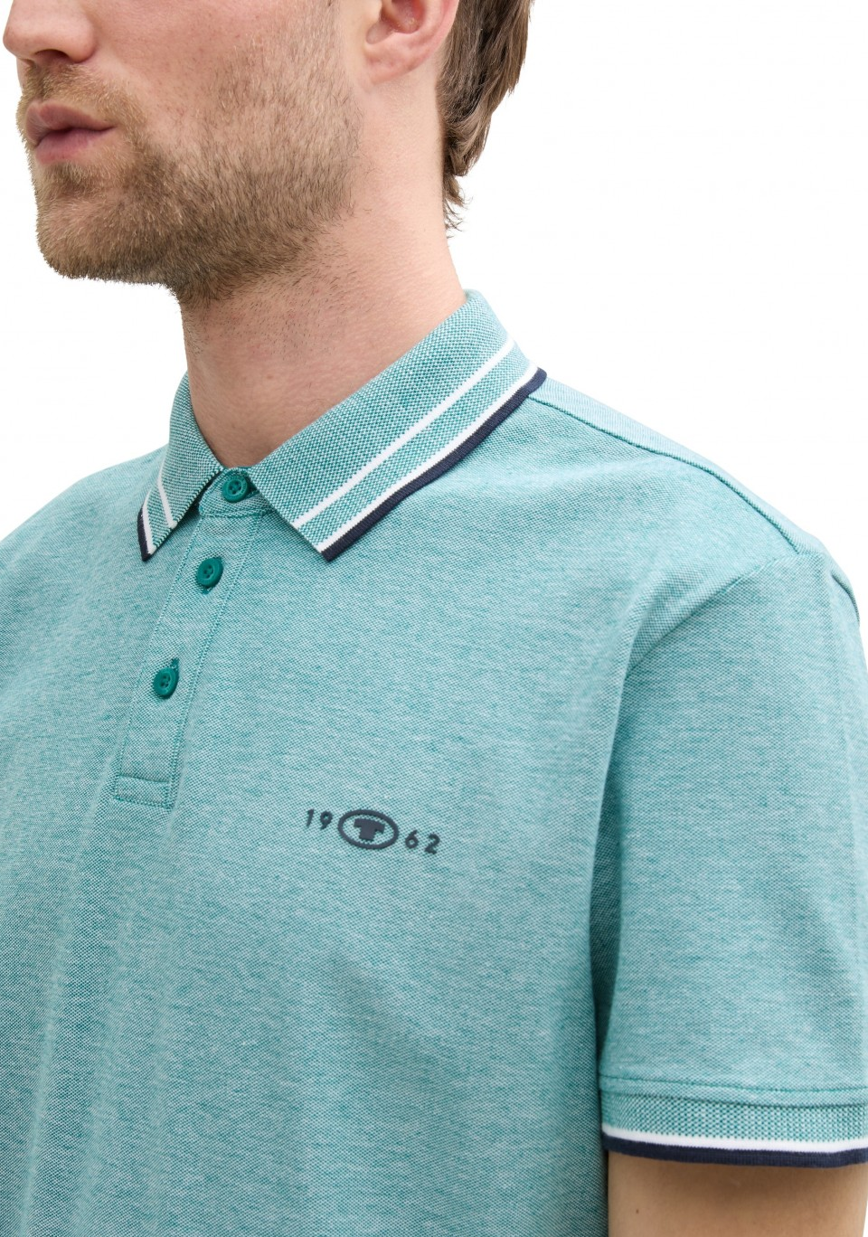 Поло POLO SHIRT WITH STRETCH 1045629-37556 Tom Tailor XXL Блакитний — фото 5