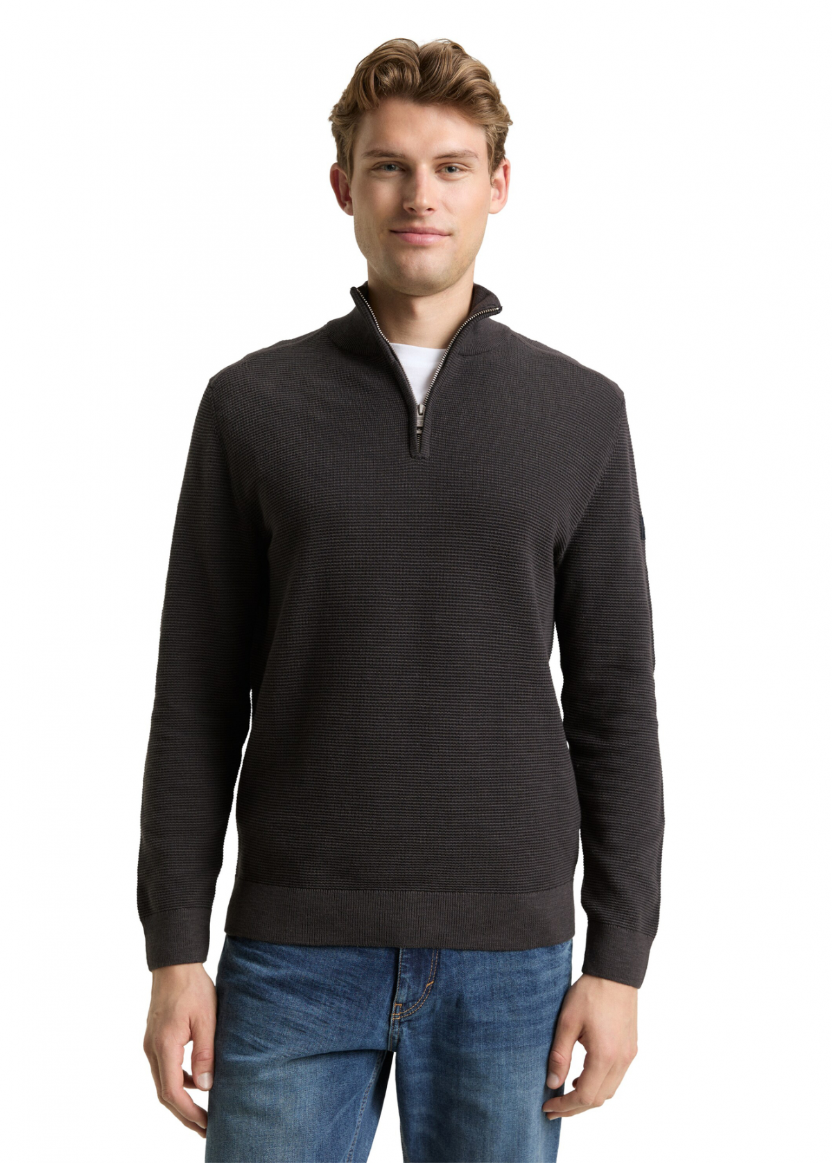 Кофта Men's Cotton Troyer Knit Jumper 1048813-10899 Tom Tailor XXL Темно-сірий — фото 1