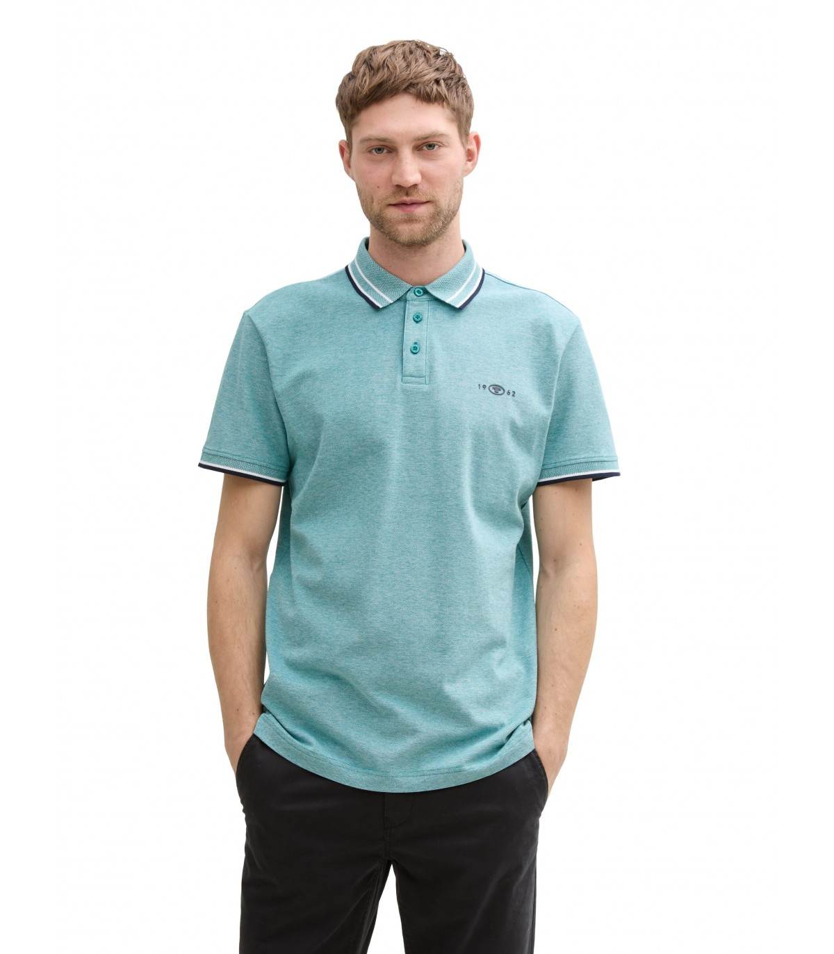 Поло POLO SHIRT WITH STRETCH 1045629-37556 Tom Tailor XXL Блакитний — фото 1