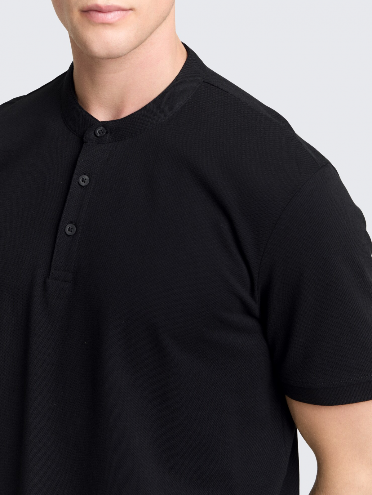 Поло polo shirt with stand-up collar 1050326-29999 Tom Tailor XXL Чорний — фото 5
