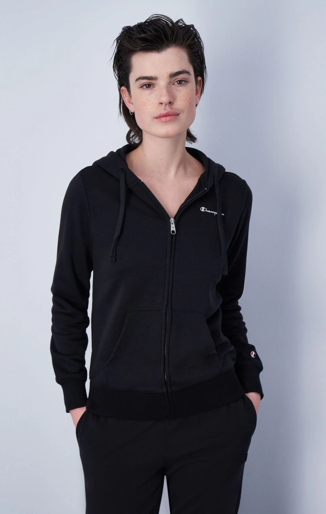 Толстовка hooded full zip sweatshirt 117115-KK001 Champion M Чорний — фото 3