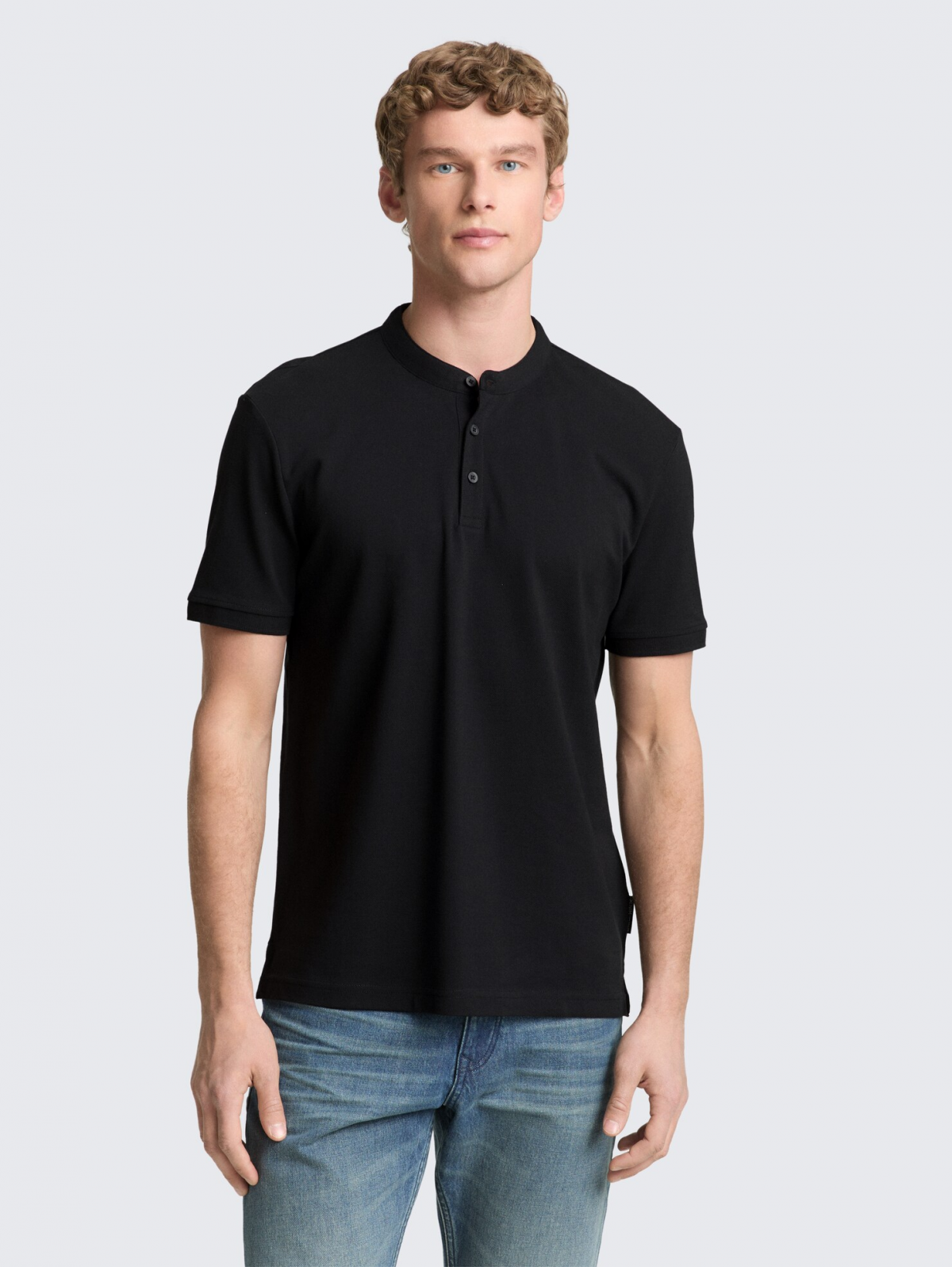 Поло polo shirt with stand-up collar 1050326-29999 Tom Tailor XXL Чорний — фото 1