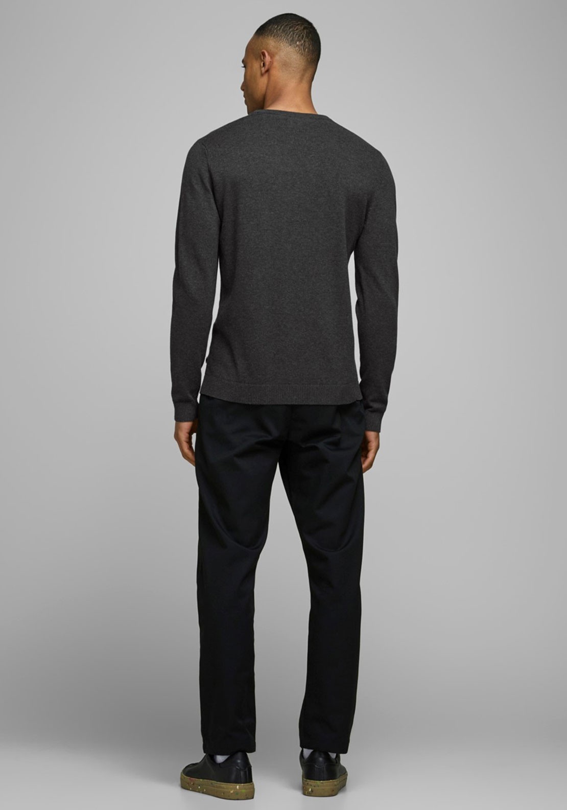 Пуловер JJEBASIC KNIT CREW NECK NOOS 12137190-Dark Grey Melange Jack & Jones XXL Темно-сірий — фото 4