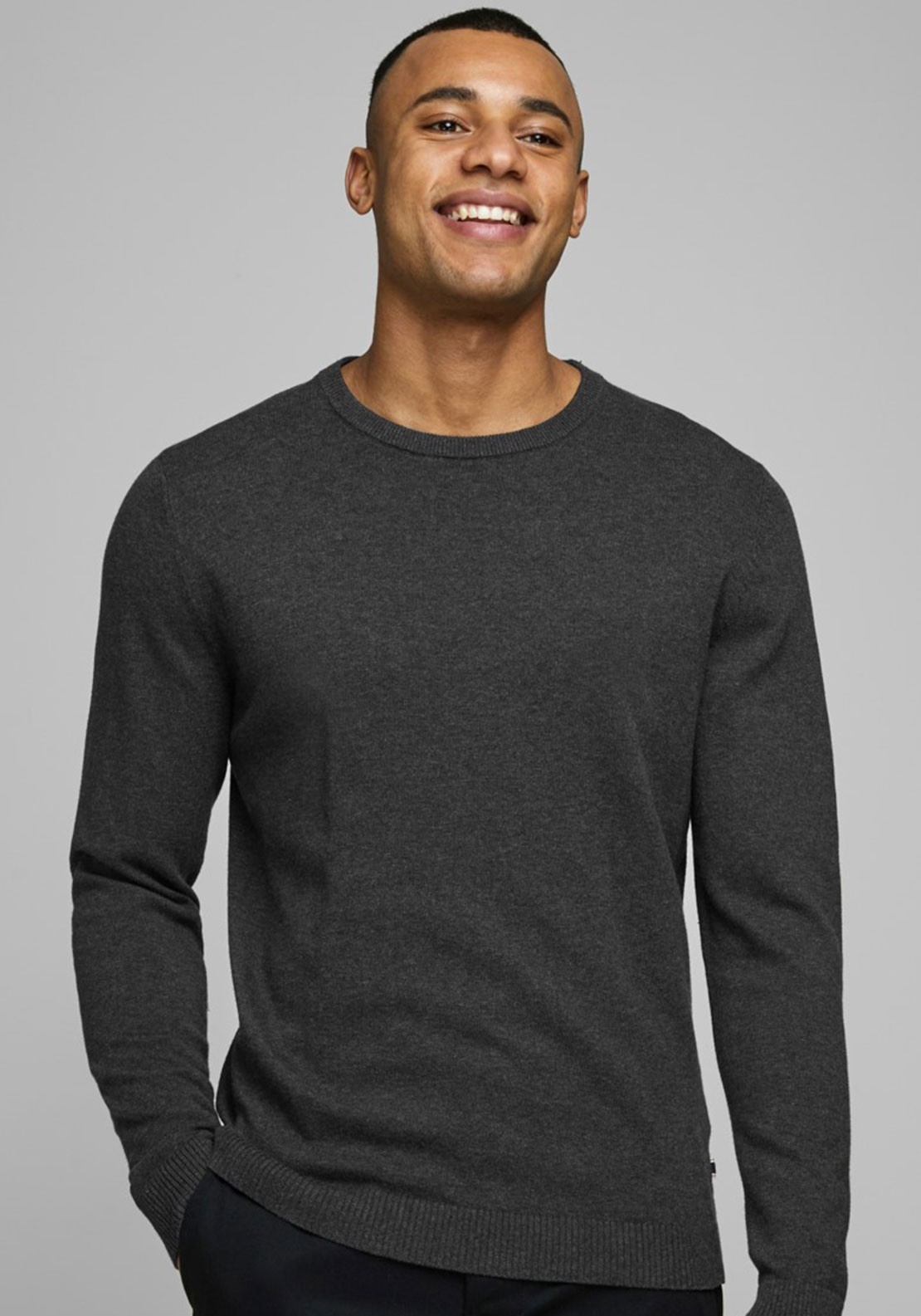 Пуловер JJEBASIC KNIT CREW NECK NOOS 12137190-Dark Grey Melange Jack & Jones XXL Темно-сірий — фото 3