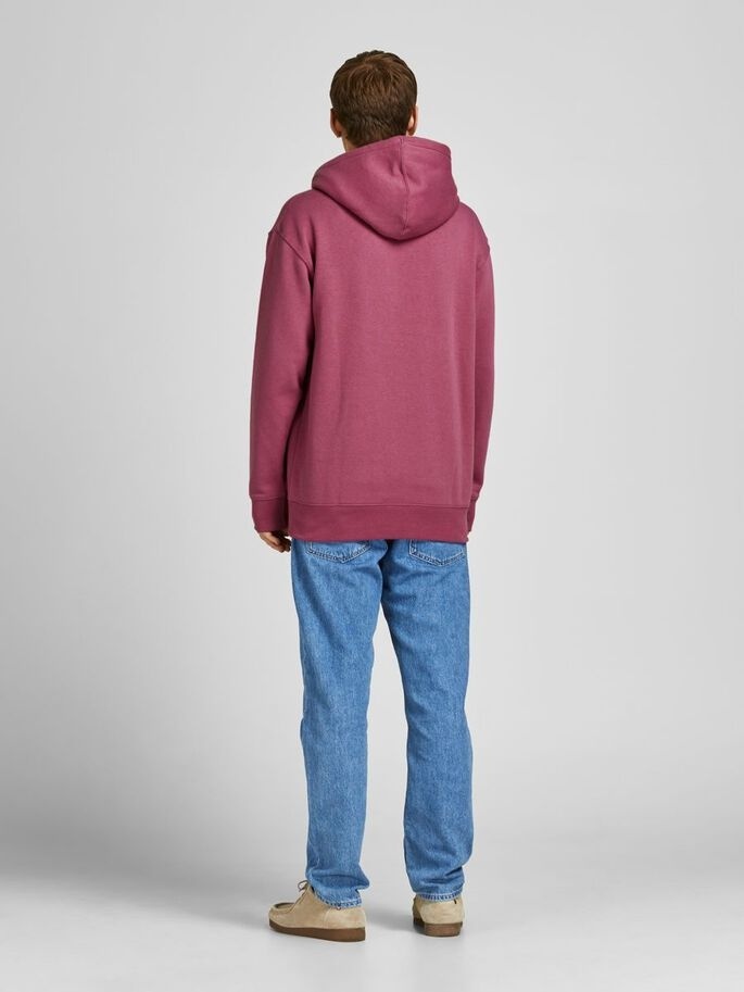 Толстовка JJESOFT SWEAT HOOD NOOS 12161145-Hawthorn Rose-Fit:Relaxed Jack & Jones XXL Бордовий — фото 4