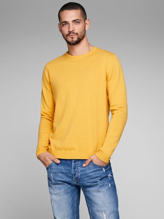 Пуловер JJEBASIC KNIT CREW NECK NOOS 12137190-Golden Orange Jack & Jones XXL Жовтий — фото 3