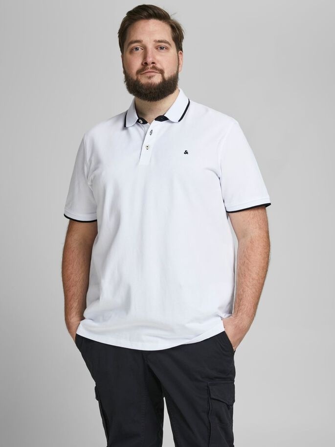 Поло JJEPAULOS POLO SS NOOS PS 12143859-White-Detail:PS Jack &amp; Jones PLUS 2XL Білий — фото 2