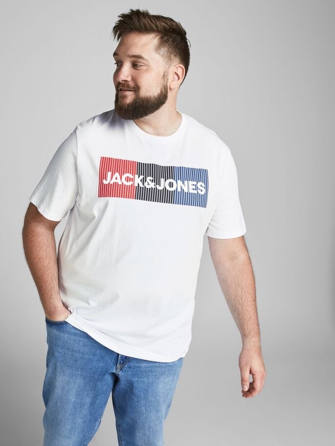 Футболка JJECORP LOGO TEE SS O-NECK  NOOS PS 12158505-White-Print:PLAY Jack &amp; Jones PLUS 2XL Білий — фото 4