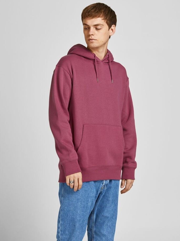 Толстовка JJESOFT SWEAT HOOD NOOS 12161145-Hawthorn Rose-Fit:Relaxed Jack & Jones XXL Бордовий — фото 3