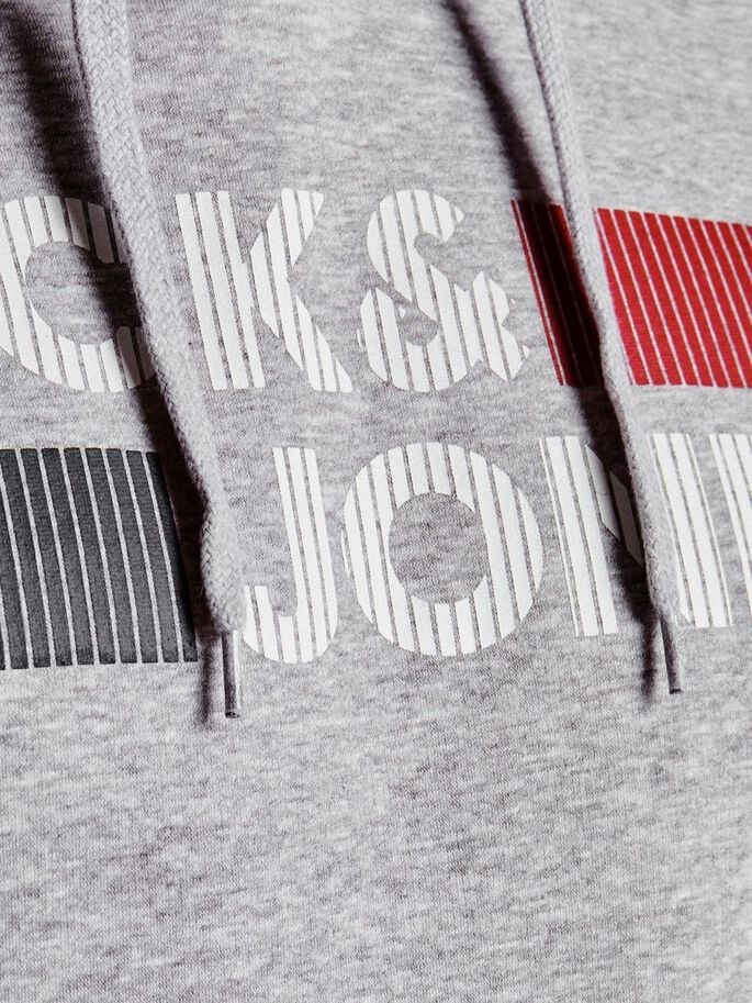 Толстовка JJECORP LOGO SWEAT HOOD NOOS PS 12163777-Light Grey Melange-Print:PLAY Jack &amp; Jones PLUS 3XL Сірий — фото 5