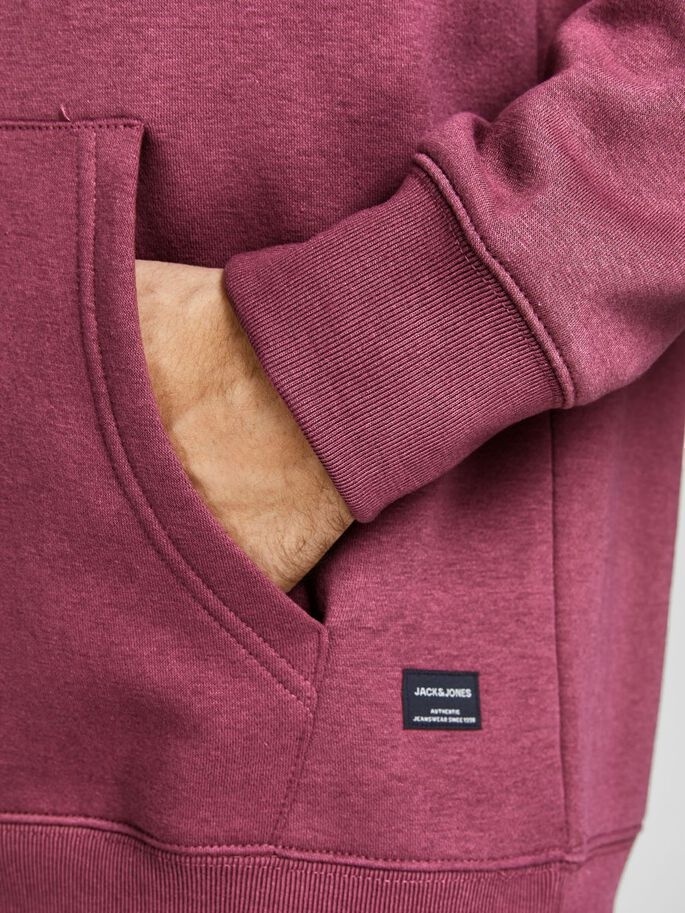 Толстовка JJESOFT SWEAT HOOD NOOS 12161145-Hawthorn Rose-Fit:Relaxed Jack & Jones XXL Бордовий — фото 5