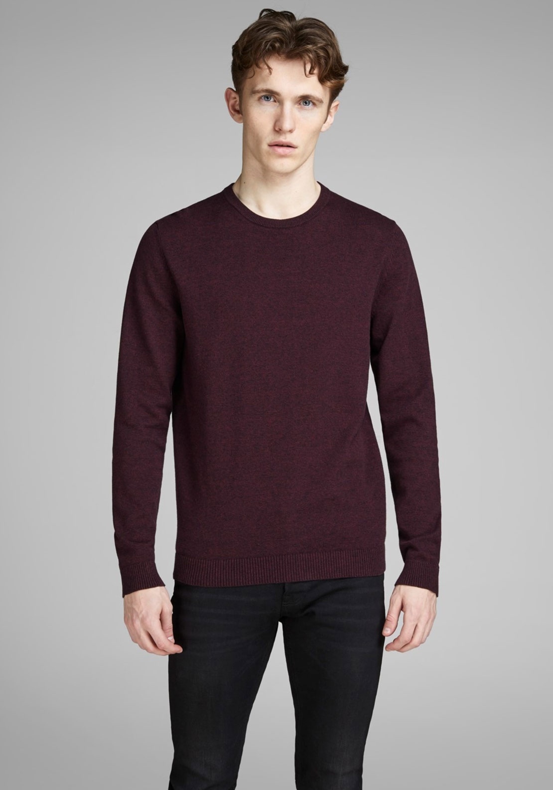 Пуловер JJEBASIC KNIT CREW NECK NOOS 12137190-Port Royale Jack & Jones XXL Бордовий — фото 3