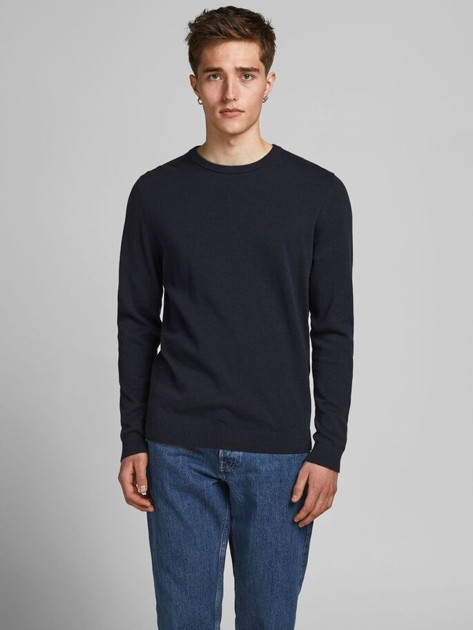 Пуловер JJEBASIC KNIT CREW NECK NOOS 12137190-Navy Blazer Jack & Jones XXL Темно-синій — фото 3