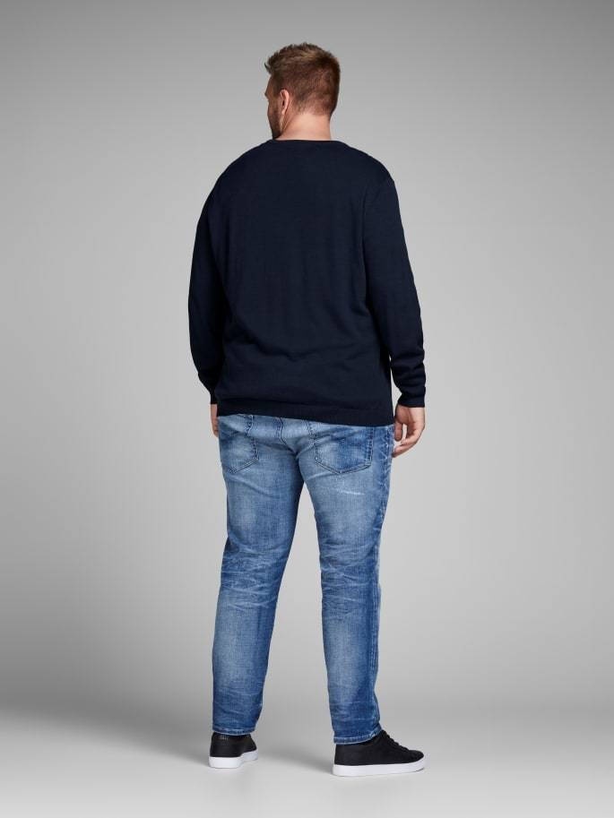 Пуловер JJEBASIC KNIT CREW NECK PS 12144038-Navy Blazer Jack & Jones PLUS 2XL Темно-синій — фото 4