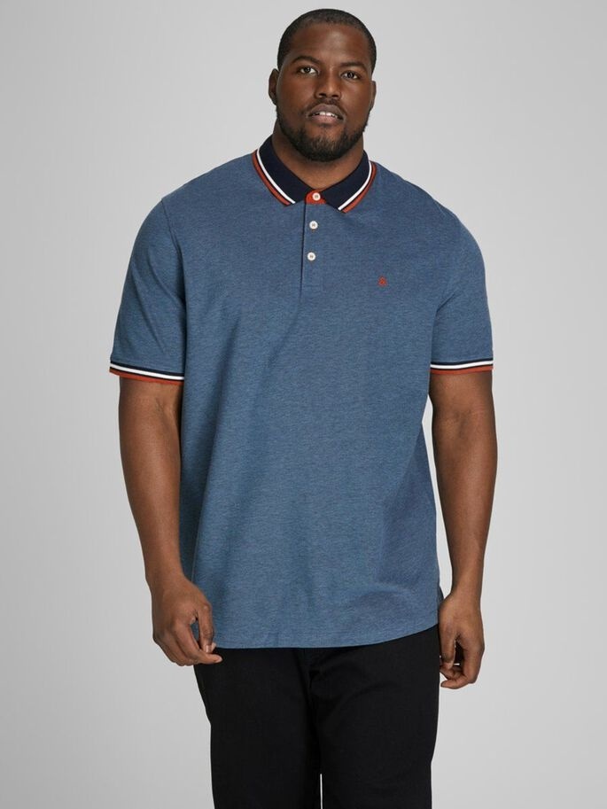 Поло JJEPAULOS POLO SS NOOS PS 12143859-Denim Blue-Detail:PS Jack & Jones PLUS 2XL Темно-синій — фото 3