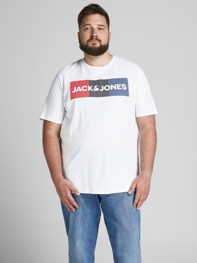 Футболка JJECORP LOGO TEE SS O-NECK  NOOS PS 12158505-White-Print:PLAY Jack &amp; Jones PLUS 2XL Білий — фото 2