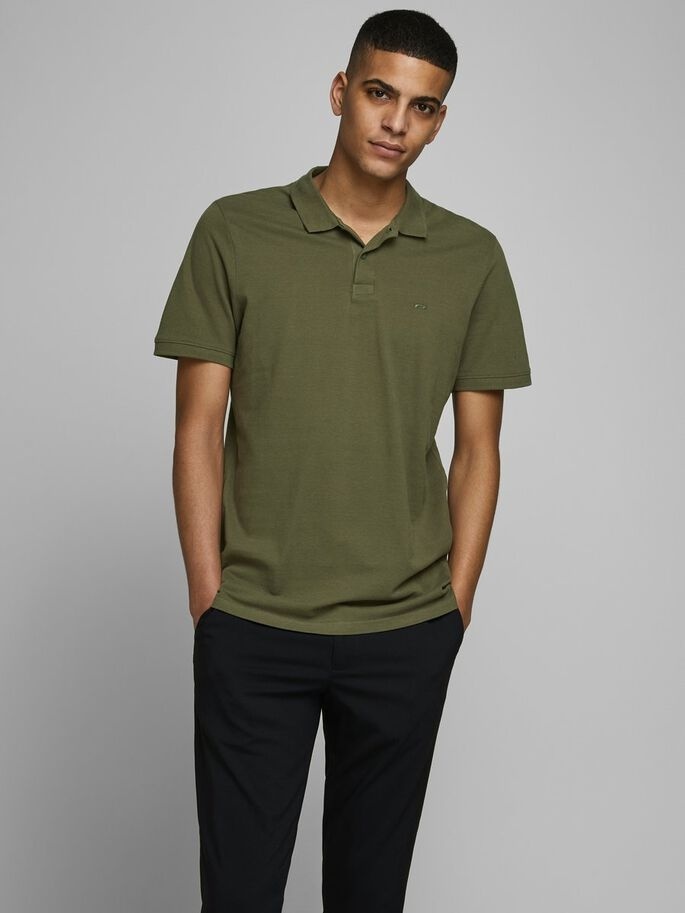 Поло JJEBASIC POLO SS NOOS 12136516 Olive Night Jack & Jones M Хакі — фото 3