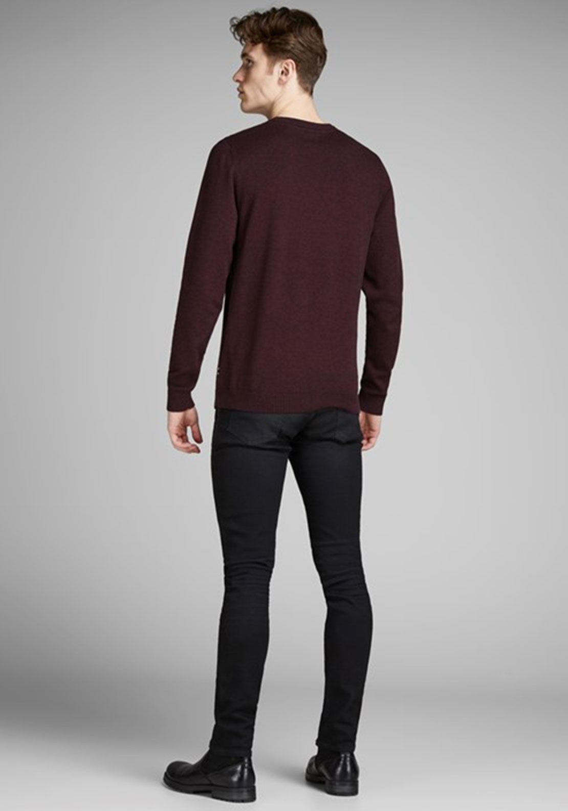 Пуловер JJEBASIC KNIT CREW NECK NOOS 12137190-Port Royale Jack & Jones XXL Бордовий — фото 4