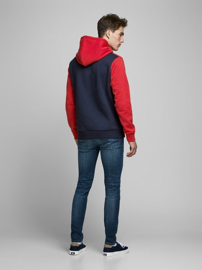 Толстовка JJELOGO BLOCKING SWEAT HOOD NOOS 12172344 Tango Red Jack & Jones XXL Червоний — фото 4