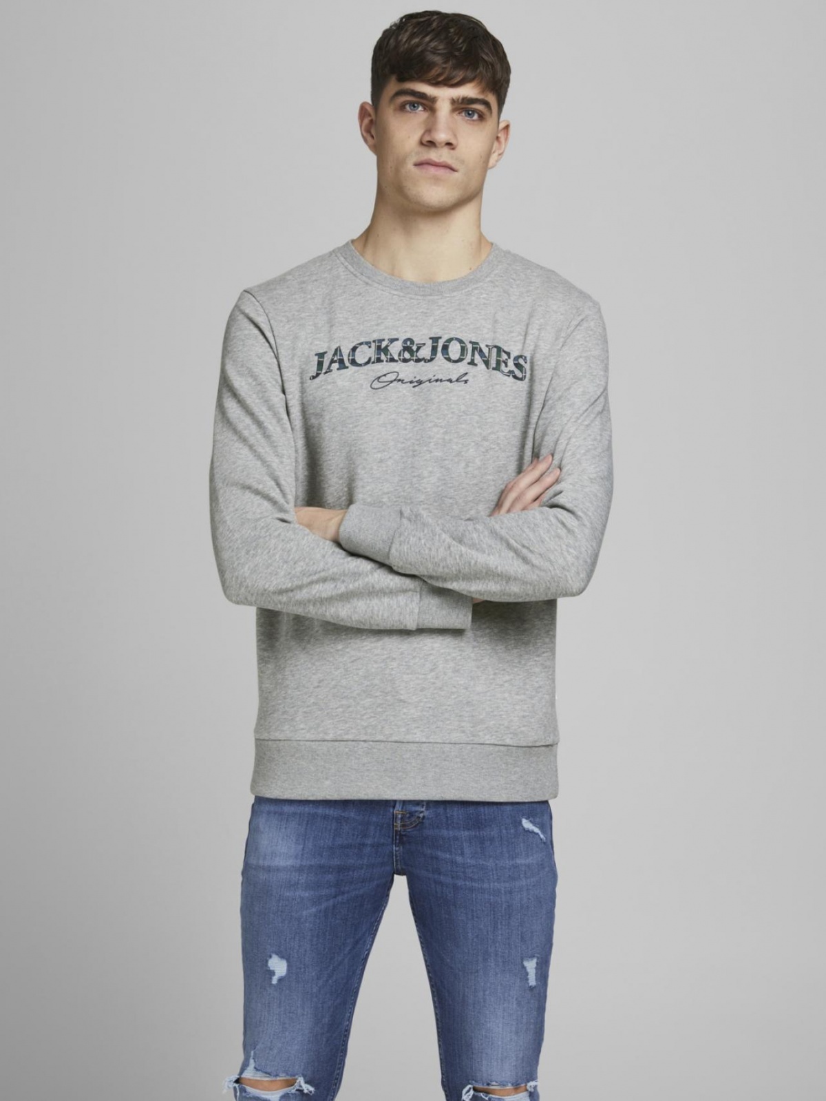 Толстовка JORMINISTRY SWEAT CREW NECK 12180410 Light Grey Melange Jack & Jones XXL Сірий — фото 4