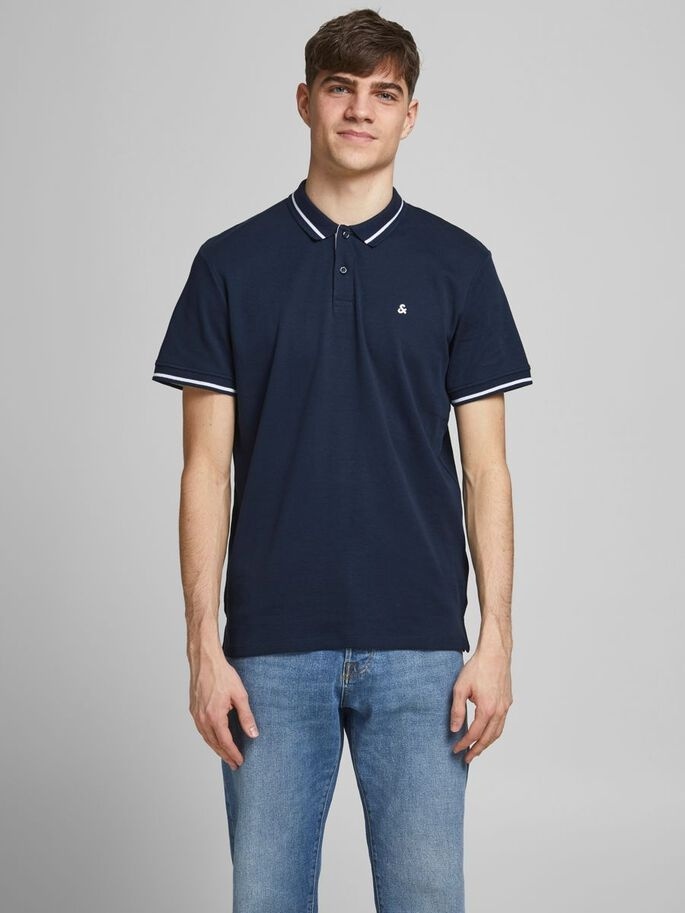 Поло JJEJERSEY POLO SS NOOS 12180891 Navy Blazer Jack & Jones S Темно-синій — фото 4
