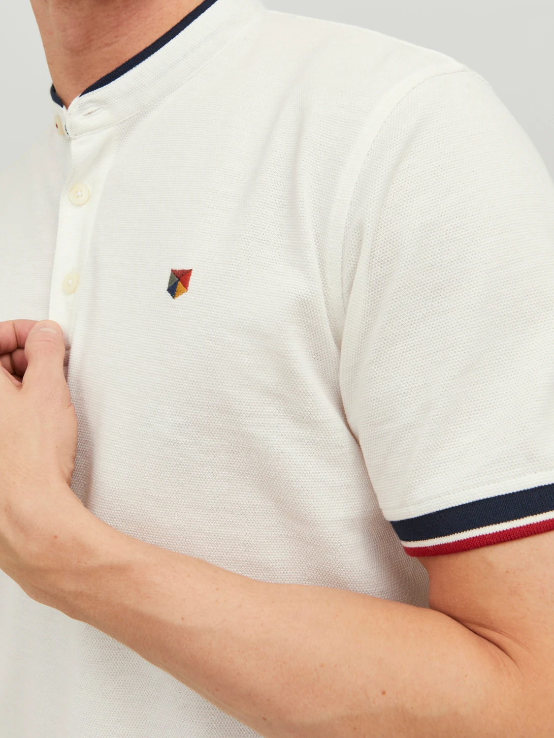 Поло JPRBLUWIN MAO POLO SS SN 12171658-Cloud Dancer-Fit:REG / WHISPER WHITE Jack & Jones L Білий — фото 5