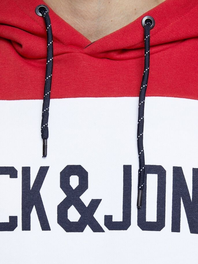 Толстовка JJELOGO BLOCKING SWEAT HOOD NOOS 12172344 Tango Red Jack & Jones XXL Червоний — фото 5