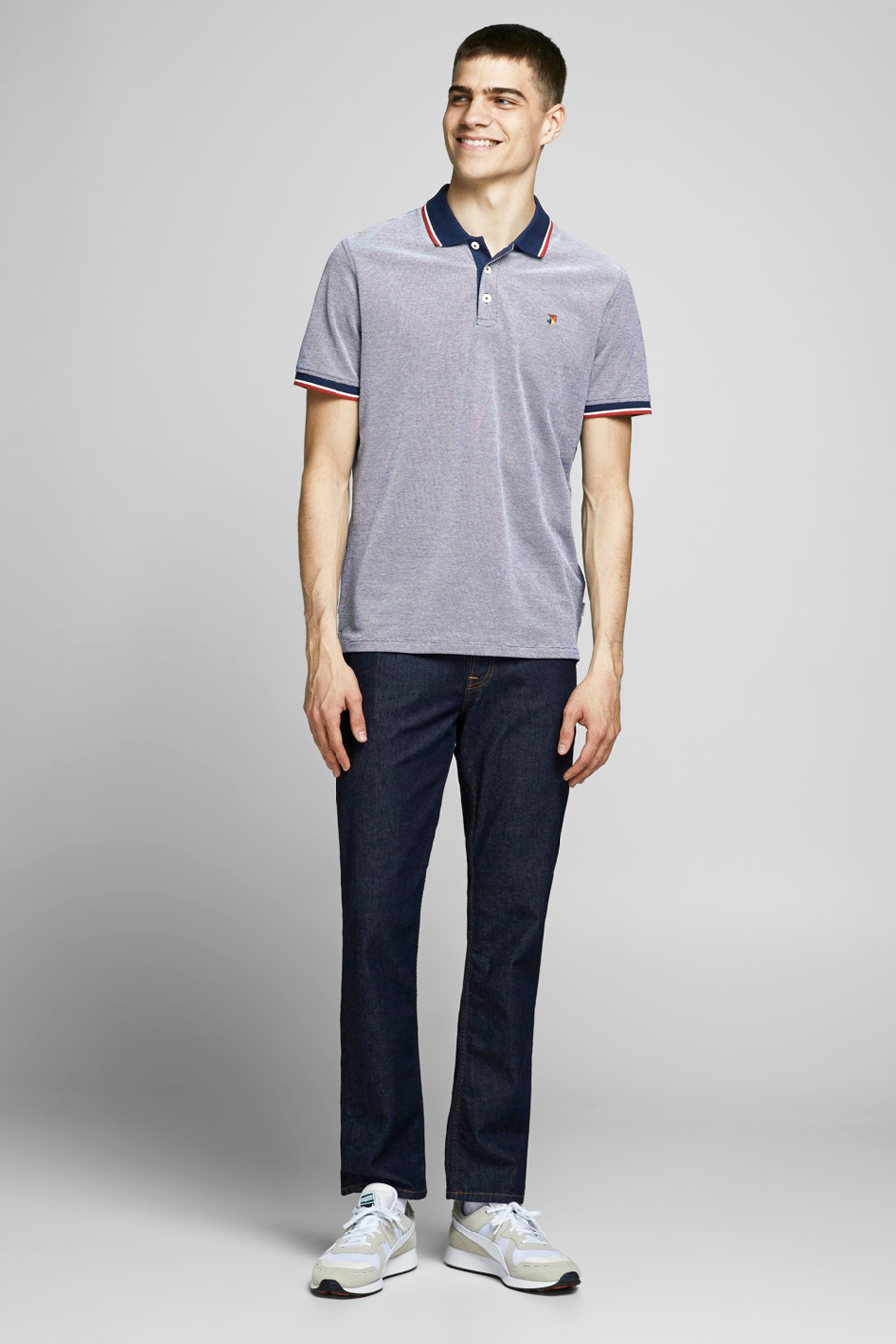Поло JPRBLUWIN POLO SS NOOS 12169064-Mood Indigo-Fit:REG W. WHISPER WHITE Jack & Jones XXL Сірий — фото 7