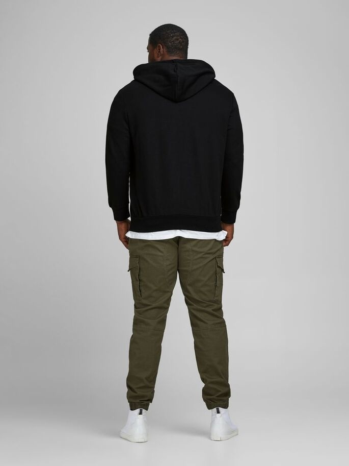 Толстовка JJEBASIC SWEAT ZIP HOOD NOOS PS 12182493-Black Jack &amp; Jones PLUS 2XL Чорний — фото 3