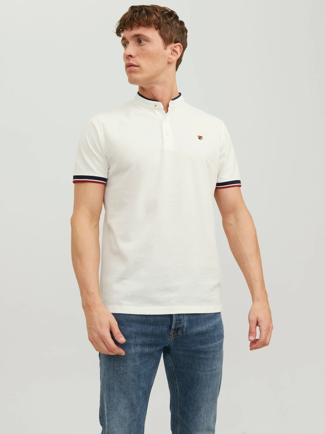Поло JPRBLUWIN MAO POLO SS SN 12171658-Cloud Dancer-Fit:REG / WHISPER WHITE Jack & Jones L Білий — фото 3