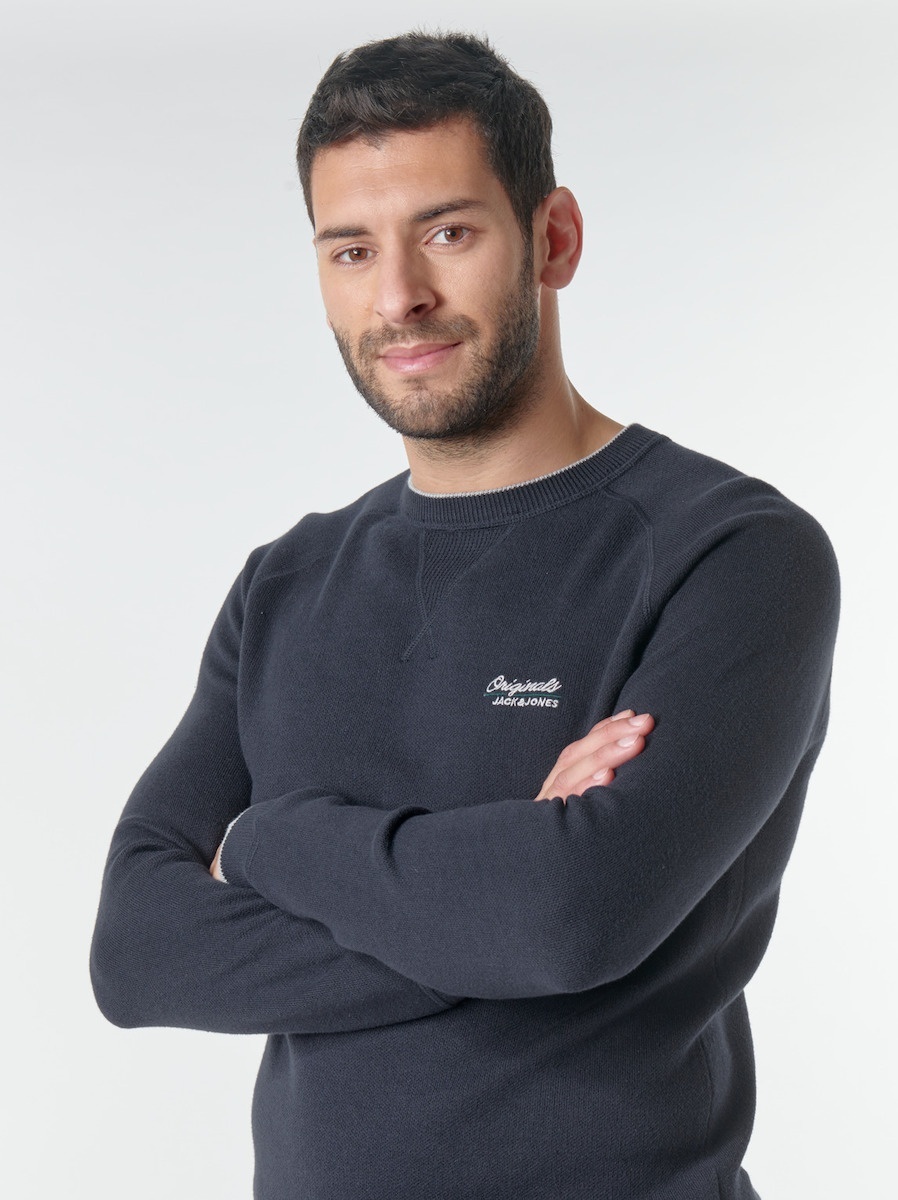 Світшот JORJOES KNIT CREW NECK 12175774 Sky Captain Jack & Jones S Темно-синій — фото 5
