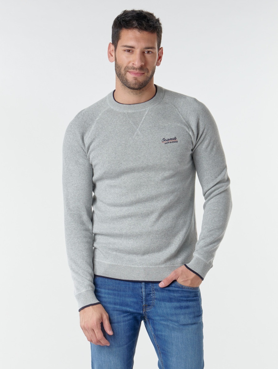 Світшот JORJOES KNIT CREW NECK 12175774 Light Grey Jack & Jones S Сірий — фото 4