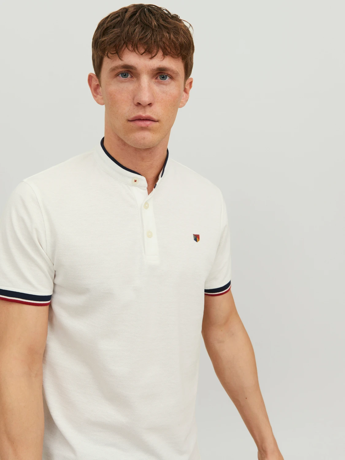 Поло JPRBLUWIN MAO POLO SS SN 12171658-Cloud Dancer-Fit:REG / WHISPER WHITE Jack & Jones L Білий — фото 6